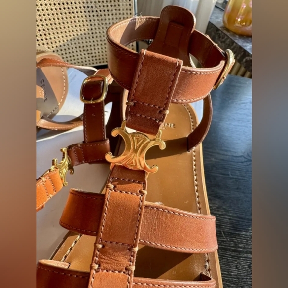 Celine Triomphe Leather Sandals - Picture 2 of 6